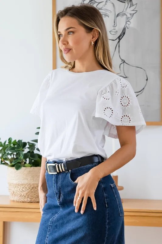 Avalon Broderie Tee White