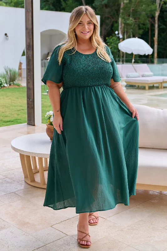 Candace Midi Dress Forest Green