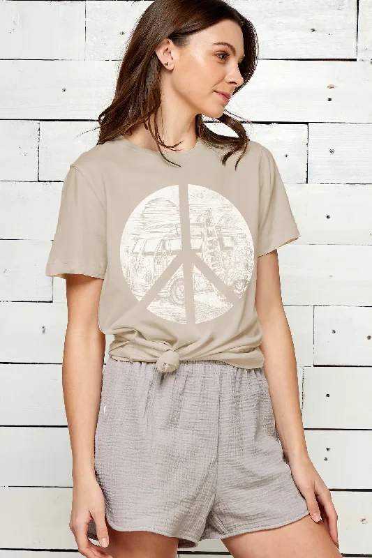 Peace Taupe Retro Tee