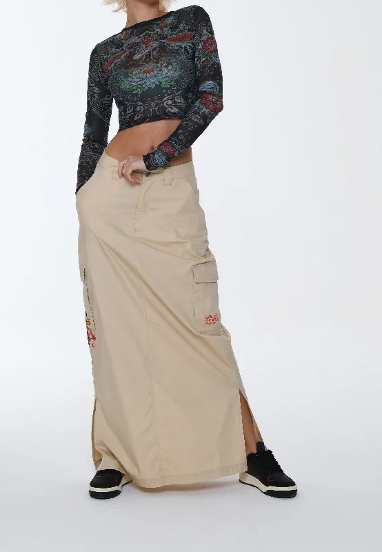 Womens Geisha Cargo Skirt - Beige