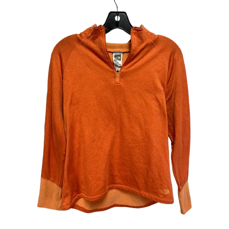 Athletic Top Long Sleeve Collar By The North Face In Orange, Size: M