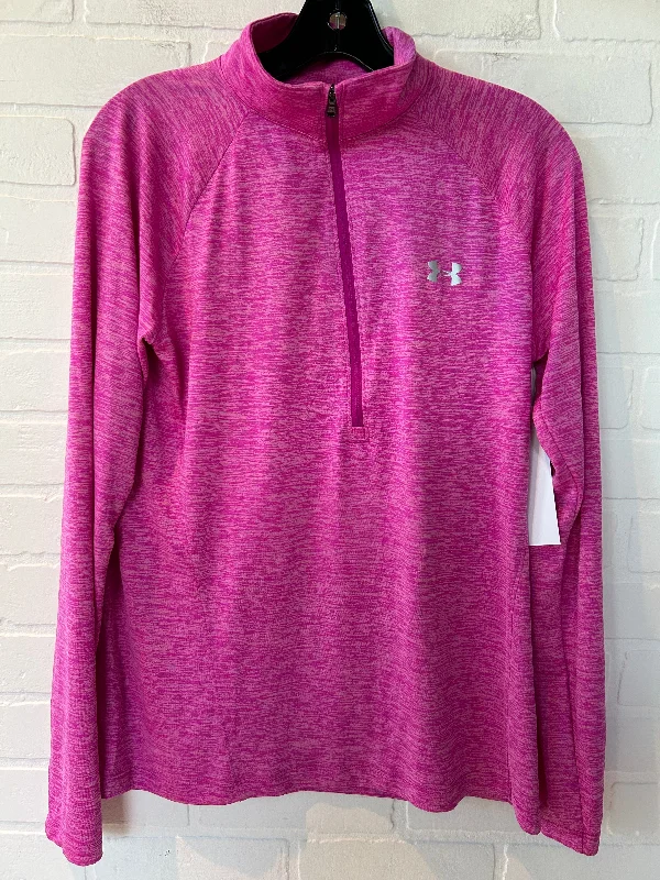 Athletic Top Long Sleeve Collar By Under Armour In Pink, Size: L