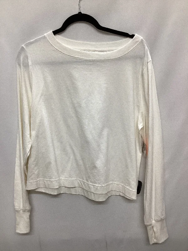 Athletic Top Long Sleeve Crewneck By All In Motion In Cream, Size: Xs