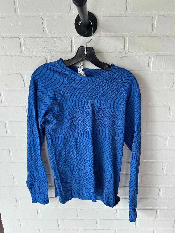 Athletic Top Long Sleeve Crewneck By Athleta In Black & Blue, Size: L