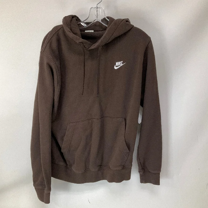 Athletic Top Long Sleeve Hoodie By Nike Apparel In Brown, Size: L