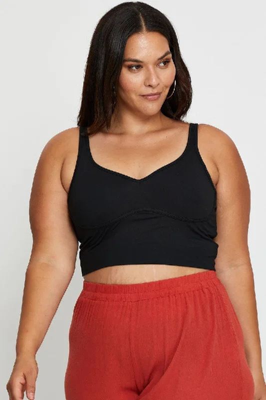 Black Tank Top Bust Seam Crop