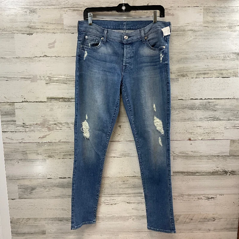 Jeans Skinny By 7 For All Mankind In Blue Denim, Size: 8