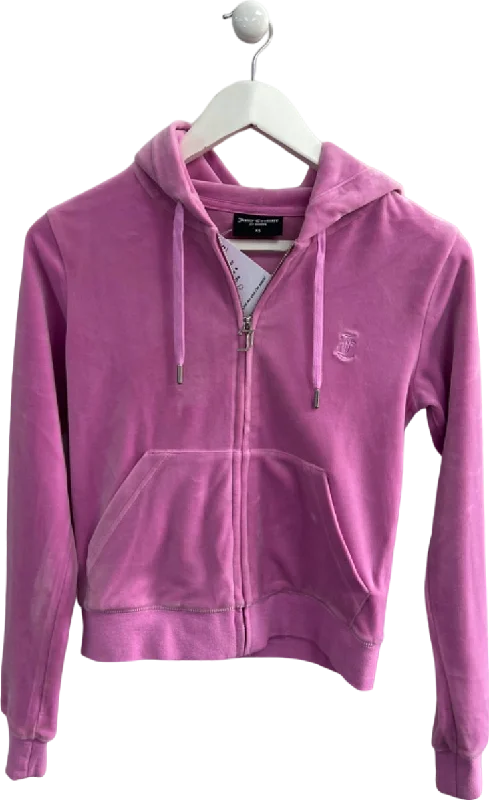 Juicy Couture Pink Velour Zip-Up Hoodie XS