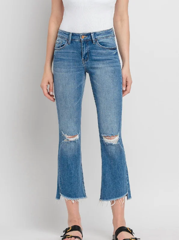 Mid Rise Ankle Flared Jeans In Forget-Allison