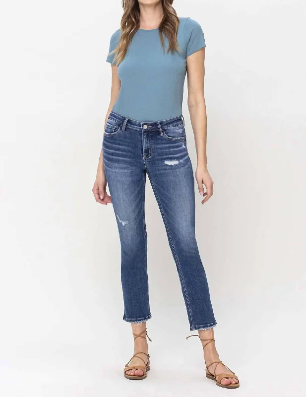 Mid Rise Straight Jeans In Blue