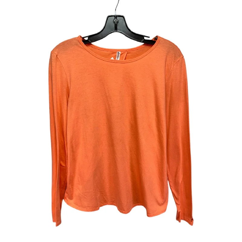 Split Back Athletic Top Long Sleeve Crewneck By Fabletics In Orange, Size: M