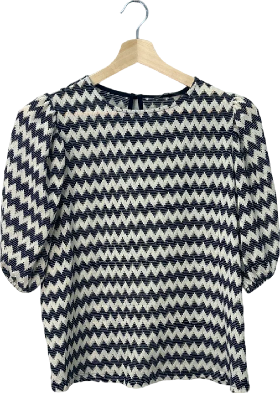 V By Very Black/White Zigzag Patterned Top UK 18