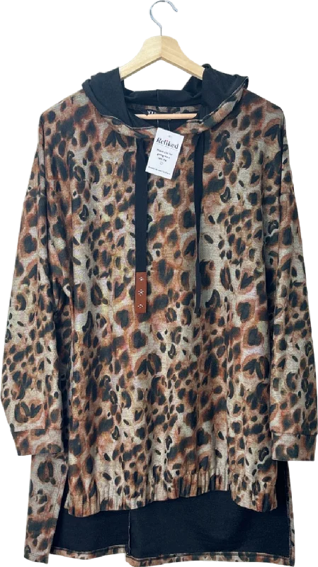 Yours Multi Leopard Print Hooded Top UK 22-24