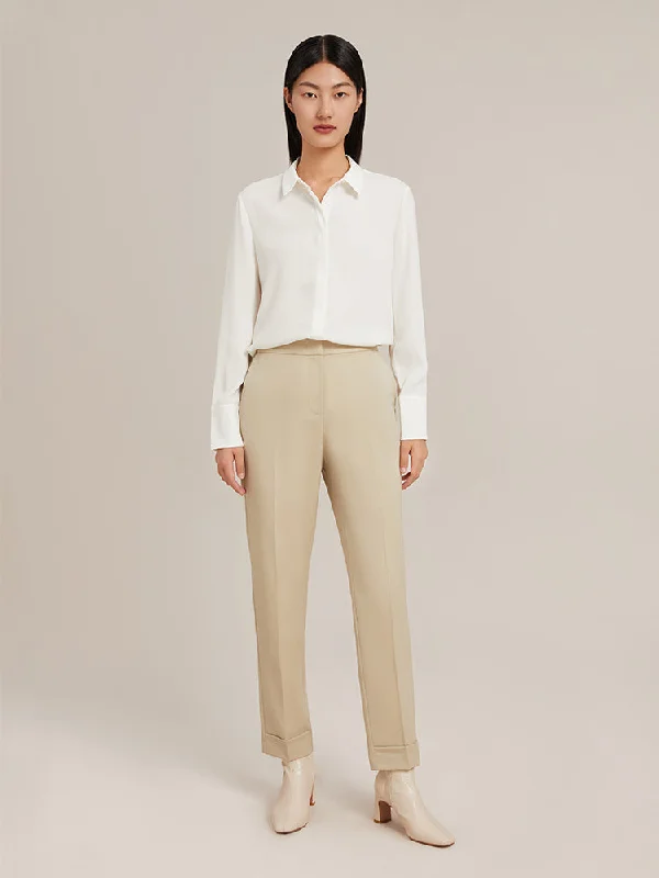 Pearl Beige Worsted Tapered Pants