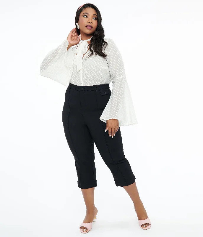 Smak Parlour Plus Size Black Pintuck Capris