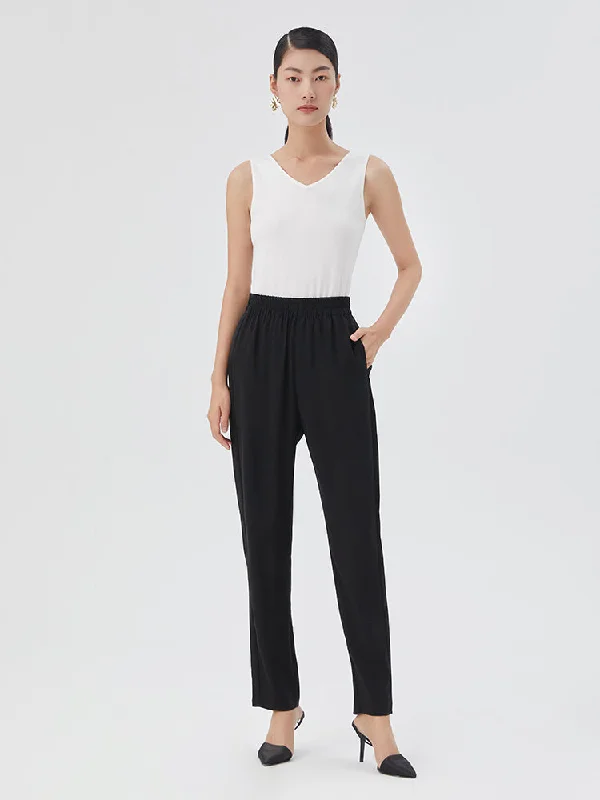 Black Triacetate Harem Pants