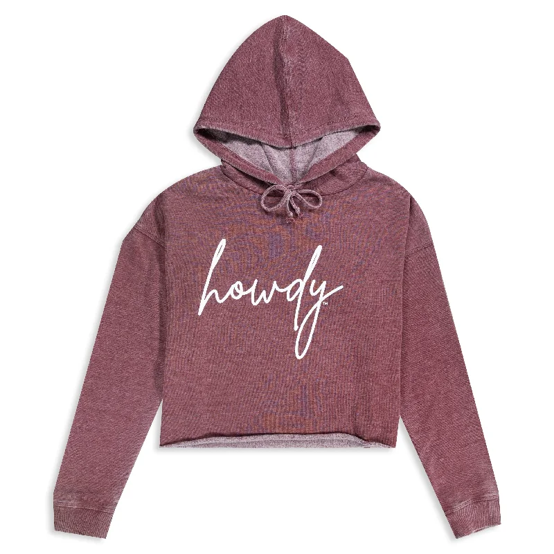 Texas A&M Howdy Campus Script Cropped Hoodie