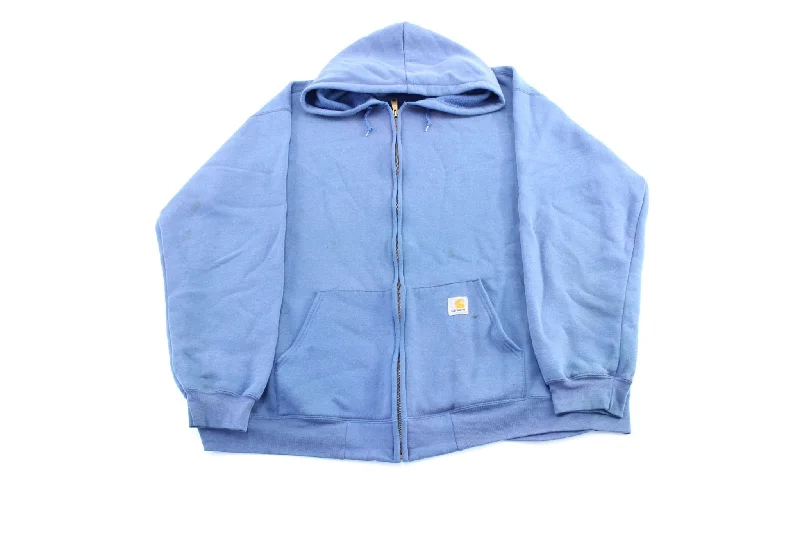 Carhartt Logo Patch Blue Zip Up Hoodie