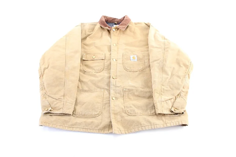 Carhartt Logo Patch Tan Blanket Lined Chore Jacket