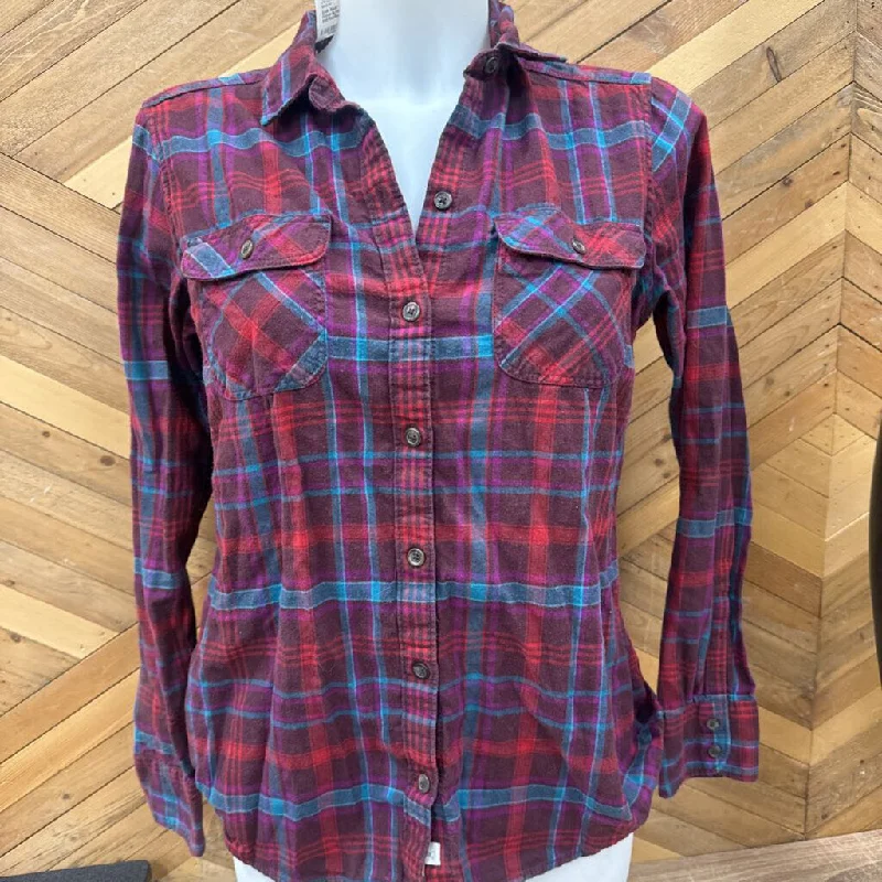 Eddie Bauer - Women's Flannel Button Up Shirt - MSRP $100: Red/Blue-women-SM