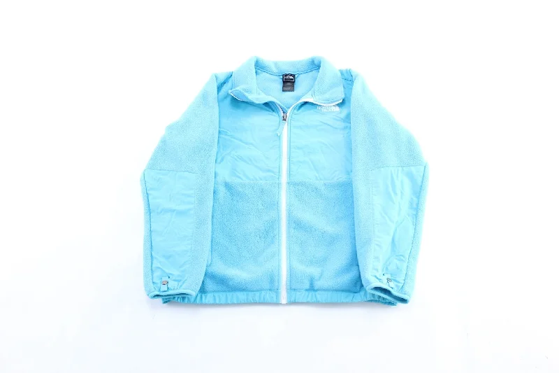 Girls The North Face Embroidered Logo Blue Fleece Zip Up Jacket