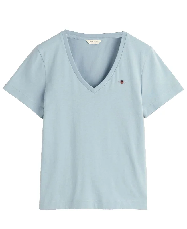 Shield V-Neck T-Shirt - Dove Blue