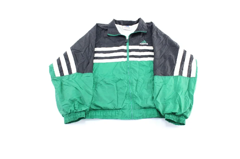 Vintage Adidas Embroidered Logo Black, Green, & White Zip Up Jacket