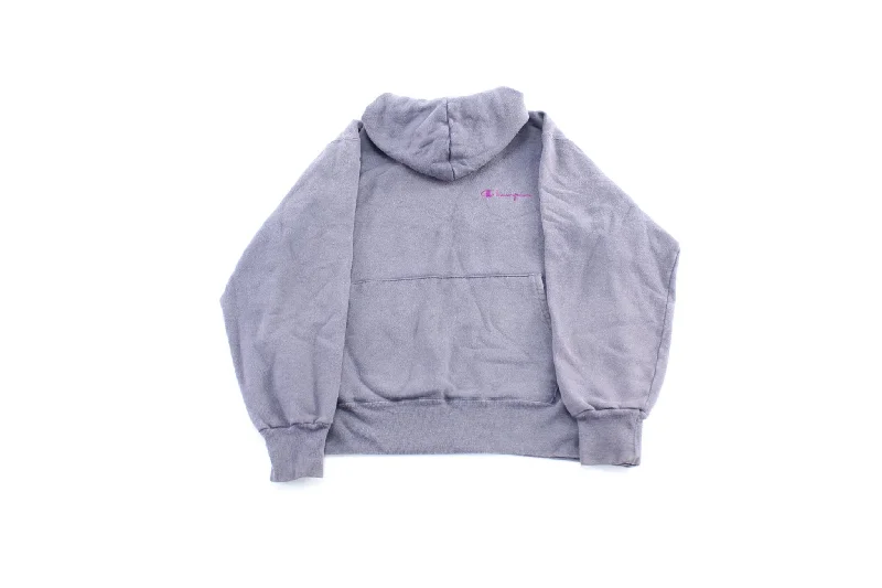 Women's 90's Champion Embroidered Logo Grey & Purple Pullover Hoodie