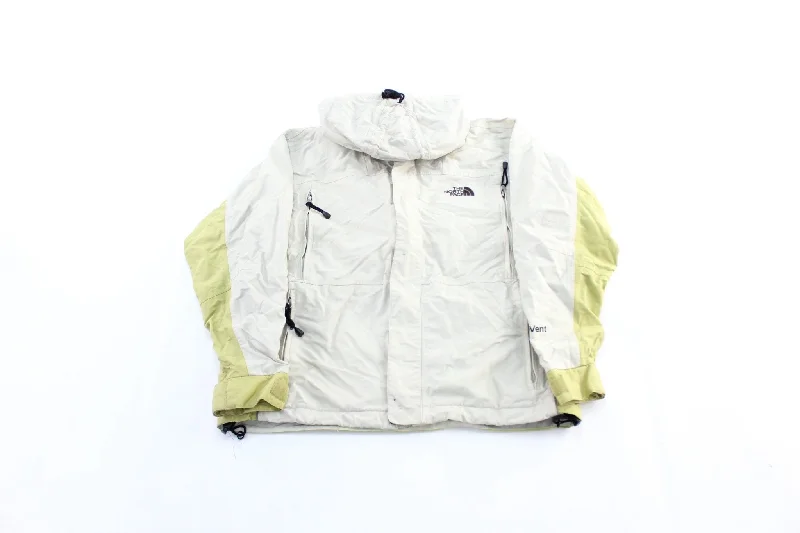 Women's The North Face Embroidered Logo Light Beige & Green Zip Up Jacket