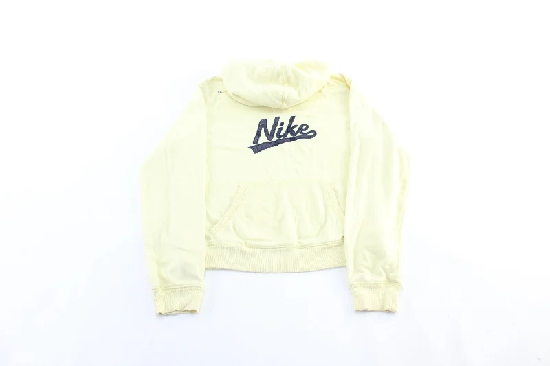 Women's Y2K Nike Embroidered Logo Yellow Pullover Hoodie