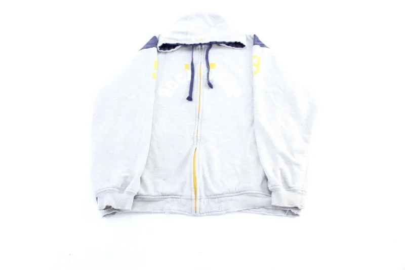 Y2K Rocawear Embroidered Blue, Grey, & Yellow Zip Up Hoodie