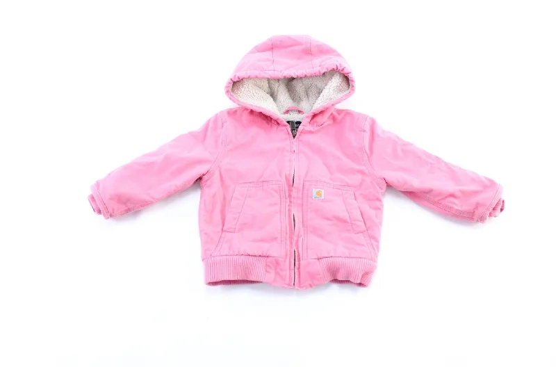 Youth Carhartt Logo Patch Pink Hooded Zip Up Jacket