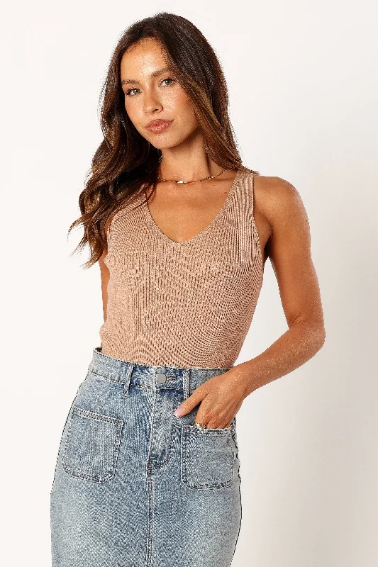 Emily Rib Top - Taupe