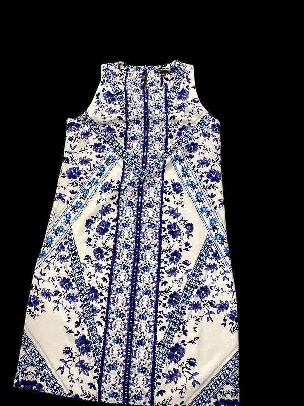 Blue & White Dress Casual Midi Banana Republic, Size 2