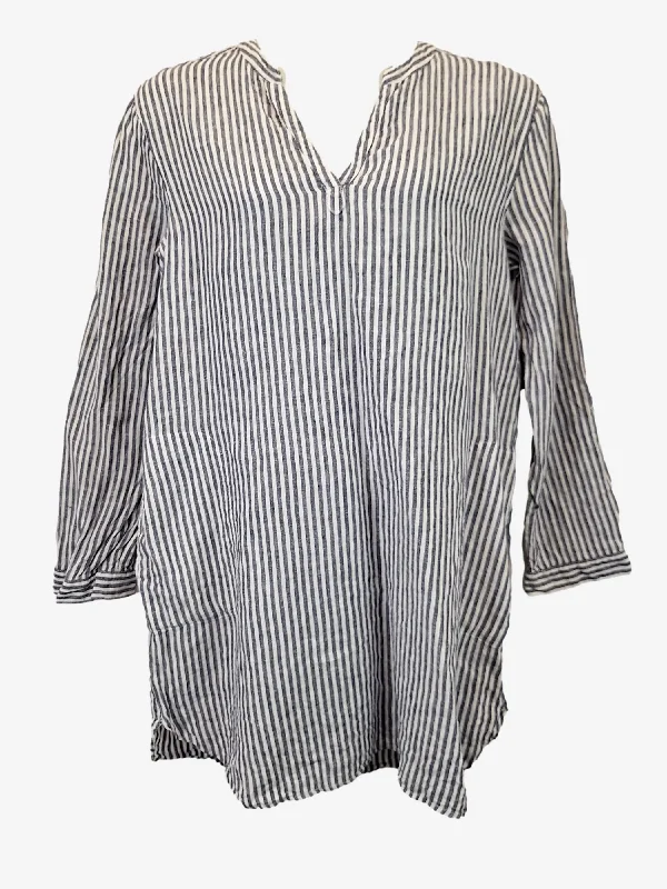 Tahari Effortless Linen Stripe Mini Dress Size XL