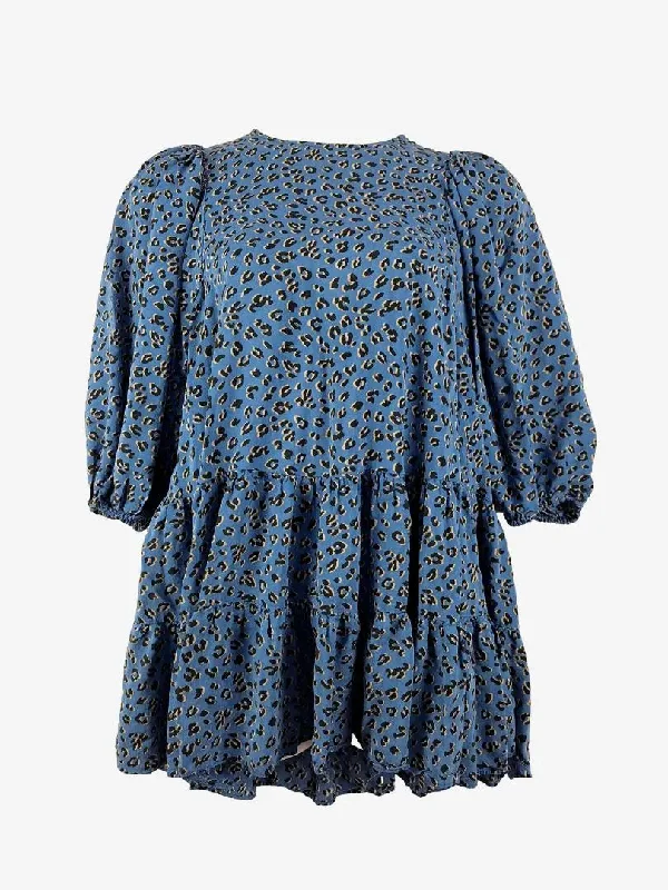 Zara Animal Print Tiered Mini Dress Size L