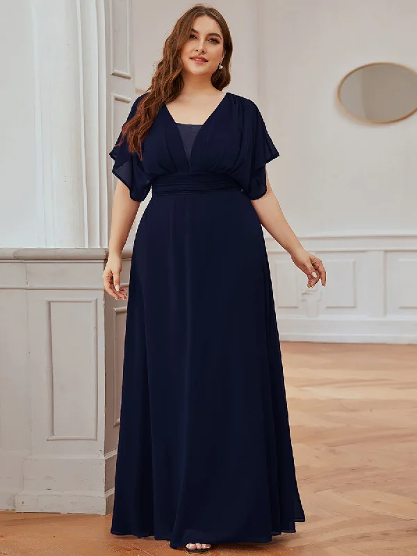 A-Line Empire Waist Chiffon Plus Size Wholesale Evening Party Dress