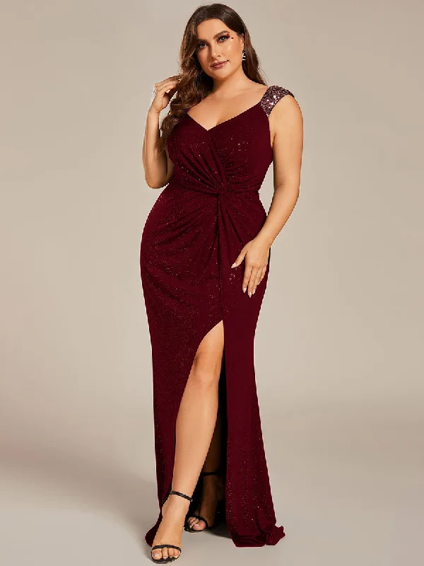 Plus Glitter Split Wholesale Evening Dresses