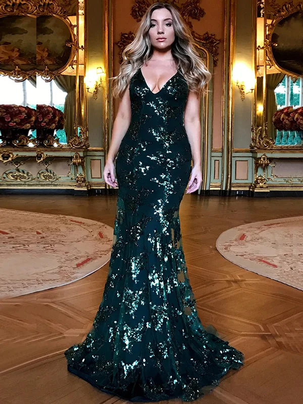 Sexy Sparkly Burgundy Dark Red, Emerald Green Backless Mermaid Long Prom Dress, Evening Gown, PD0413