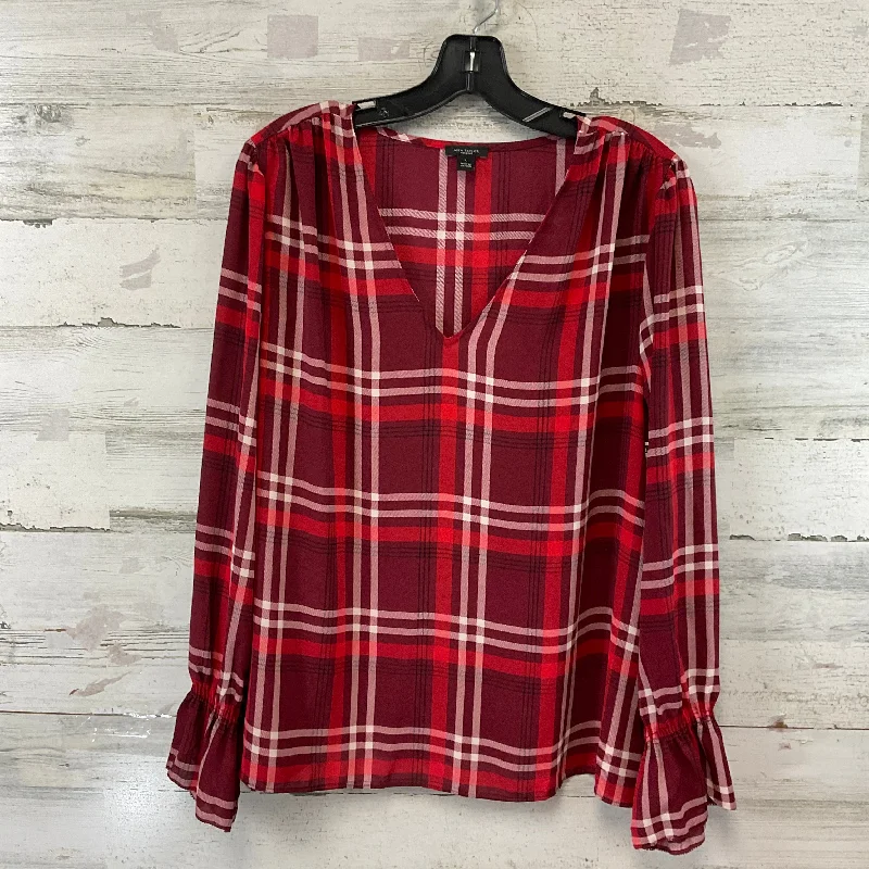 Blouse Long Sleeve By Ann Taylor In Red, Size: L