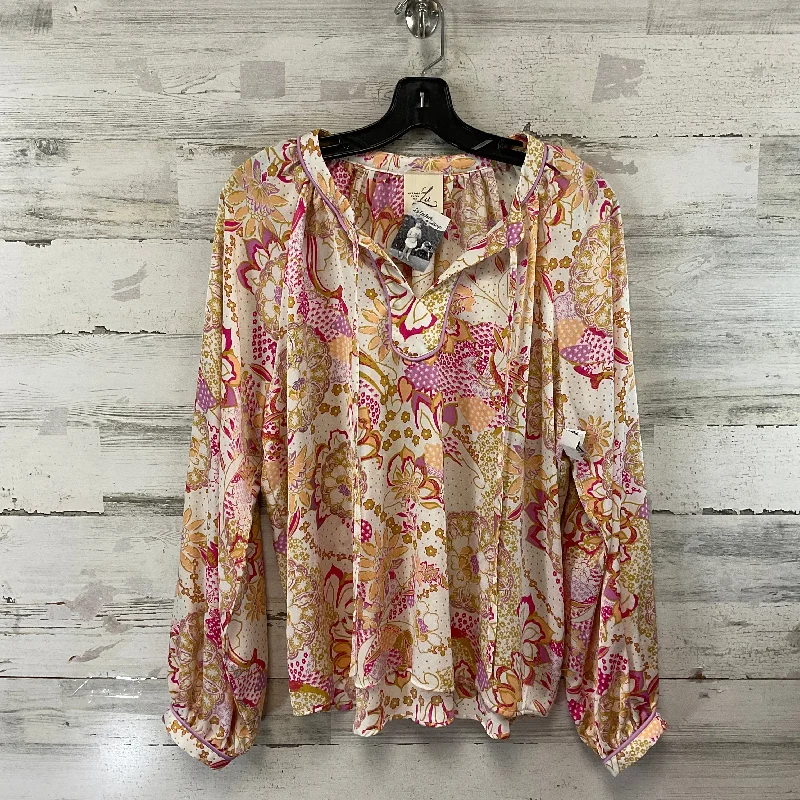 Blouse Long Sleeve By Artistic Works By Lu In Gold, Size: M