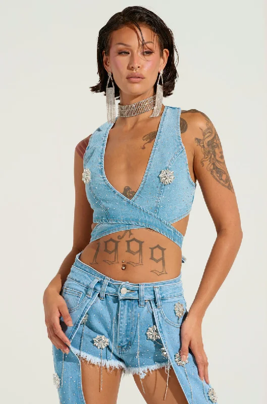 DIVALICIOUS DENIM BRA TOP