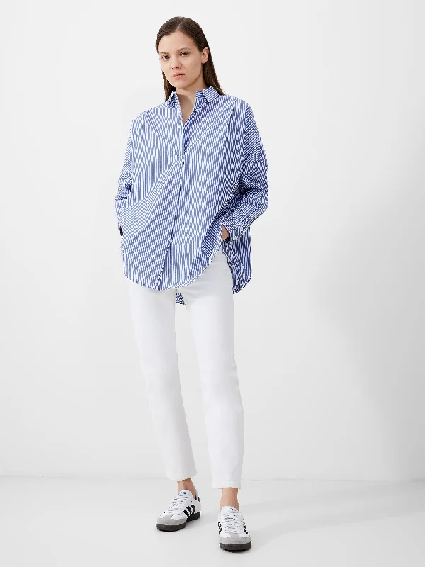 Stripe Poplin Long Sleeve Popover Shirt