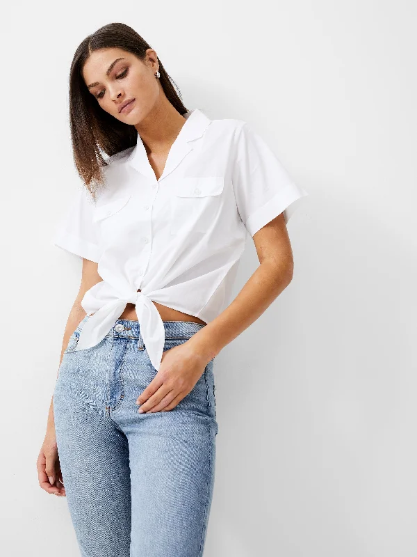 Tie Front Poplin Shirt